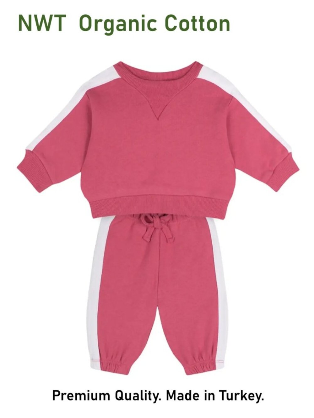 Antebies Organic Cotton Cherry Sweatshirt Pants Set w/ Contrast White size 0-3M